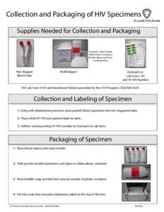 Collection and Packaging of HIV Specimens Supplies Needed for Collection and Packaging Contents: Tube Shuttle, 95kPa Plastic Container, Bubble Wrap, and Outer