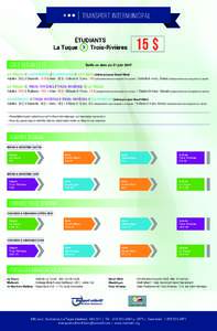 TRANSPORT INTERMUNICIPAL ÉTUDIANTS La Tuque Trois-Rivières  coût des billets