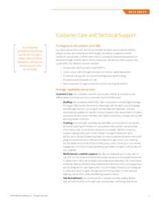 DATA S H E E T  Customer Care and Technical Support A consistently exceptional experience is achieved through a