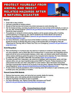 PrOtECt YOurSELF FrOM aniMaL anD inSECt rELatED HaZarDS aFtEr a naturaL DiSaStEr General •