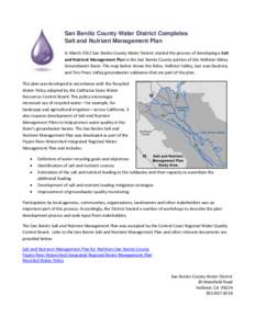 Water pollution / Environment of California / Reclaimed water / Sustainable agriculture / Water conservation / Water treatment / Nutrient management / Pajaro River / San Benito County /  California / Environment / Geography of California / Water