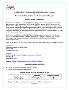 Evidence-Based Program South Carolina State Profile