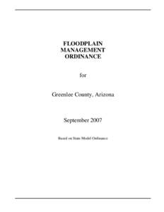 FLOODPLAIN MANAGEMENT ORDINANCE for Greenlee County, Arizona