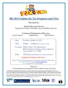 Microsoft Word - Flyer-Tax Preparer Workshop-October 2013