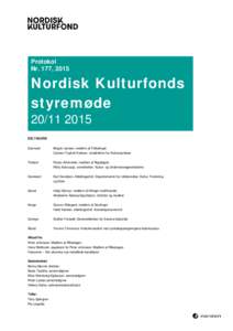 Protokol Nr. 177, 2015 Nordisk Kulturfonds styremøde