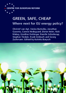 CENTRE FOR EUROPEAN REFORM  GREEN, SAFE, CHEAP Where next for EU energy policy? Christof van Agt, Václav Bartuška, Jonathan Gaventa, Connie Hedegaard, Dieter Helm, Nick