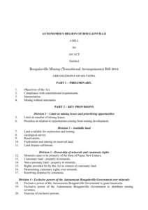 AUTONOMOUS REGION OF BOUGAINVILLE A BILL for AN ACT Entitled