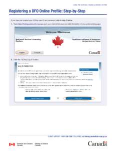 USING THE NATIONAL ONLINE LICENSING SYSTEM  Registering a DFO Online Profile: Step-by-Step If you have just created your GCKey user ID and password, skip to step 5 below. 1.	 Type https://fishing-peche.dfo-mpo.gc.ca in y