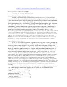 Southern Campaign American Revolution Pension Statements & Rosters Pension Application of Henry Oram S38280 Transcribed and annotated by C. Leon Harris State and District of Virginia , Loudoun County Sct. Before me Rober