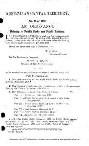 AUSTRALIAN CAPITAL TERRITORY. No. 12 of[removed]AN ORDINANCE Relating to Public Baths and Public Bathing.