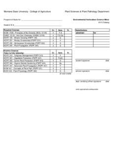 Montana State University - College of Agriculture  Plant Sciences & Plant Pathology Department Program of Study for:_________________________________________