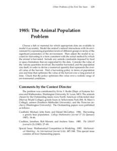 Other Problems of the First Ten Years: The Animal Population Problem