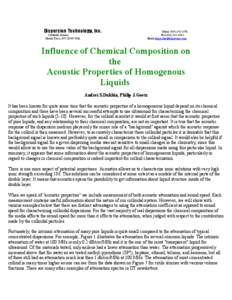 March 2001 Newsletter Dispersion Technology, Inc. Influence of Chemical Composition on the Acoustic Properties of Homogeneo...