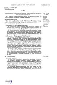 United States Department of Energy / Title 15 of the United States Code / American Recovery and Reinvestment Act / United States / America COMPETES Act / The Aluminum Association / 111th United States Congress / Presidency of Barack Obama / Energy in the United States