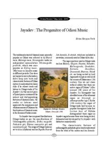 Orissa Review * May-June[removed]Jayadev : The Progenitor of Odissi Music