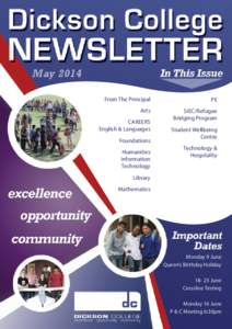 DICKSON COLLEGE NEWSLETTER  May 2014 From The Principal  PE