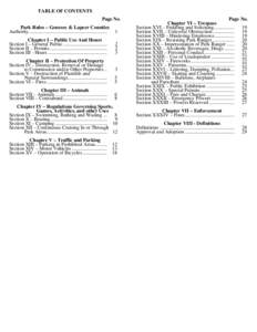 TABLE OF CONTENTS Page No. Park Rules – Genesee & Lapeer Counties Authority..............................................................  1