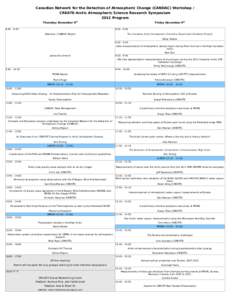 Canadian Network for the Detection of Atmospheric Change (CANDAC) Workshop / CREATE-Arctic Atmospheric Science Research Symposium 2012 Program Thursday November 8th 8:40 – 9:40