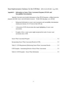 State Implementation Guidance for the CCR Rule (EPA 816-R[removed]Aug[removed]Appendix I: Information on Source Water Assessment Programs (SWAPs) and Susceptibility Determinations