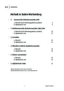 Hörfunkliste  Hörfunk in Baden-Württemberg