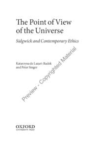 The Point of View of the Universe Sidgwick and Contemporary Ethics Katarzyna de Lazari-Radek and Peter Singer
