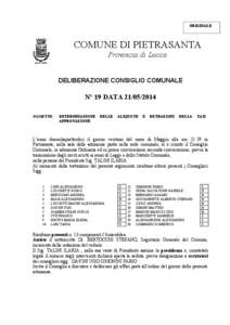 ORIGINALE  COMUNE DI PIETRASANTA Provincia di Lucca DELIBERAZIONE CONSIGLIO COMUNALE