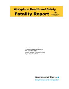 WORKER’S HEAD PINNED BY CASING PIPE Date of Incident: February 13, 2008 Type of Incident: Fatal  File: F[removed]