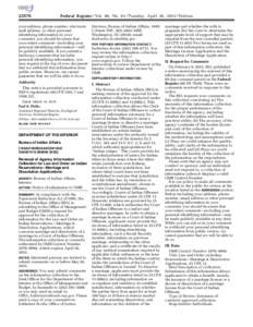 Federal Register / Vol. 80, NoTuesday, April 28, Notices your address, phone number, electronic mail address, or other personal