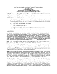 RCRA Corrective Action  ENVIRONMENTAL INDICATOR Groundwater for Maryland Environmental Services Hawkins Point Controlled Hazardous Substance Landfill MDD000731356