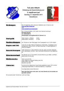 TuS Jahn Hilfarth Einladung und Ausschreibung zum 5. wepStrom-Lauf Sonntag, 21. September 2014 Hückelhoven
