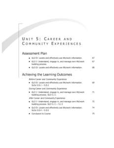 UNIT 5: CAREER AND COMMUNITY EXPERIENCES Assessment Plan I I