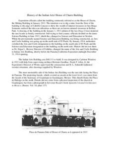 History of the Indian Arts/ House of Charm Building