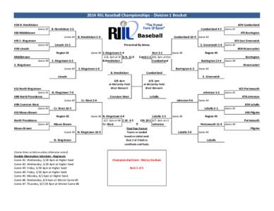 2014 RIIL Baseball Championships - Division 1 Bracket #1N B. Hendricken #2N Cumberland Game #1