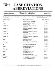 CASE CITATION ABBREVIATIONS \Research Guide # 55 University Libraries