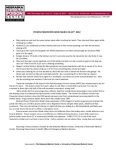 National Poison Prevention Week / Poison / Pharmacology / Death / Nebraska Medical Center / Drug overdose / Tylenol / Poison control center / Suicide methods / Medicine / American Association of Poison Control Centers