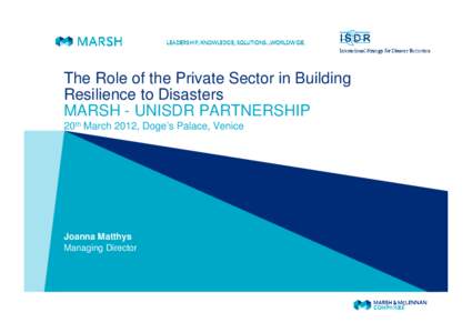 MARSH-UNISDR PARTNERSHIP -- THE ROLE OF THE PRIVATE SECTOR IN  BUILDING RESILIENCE - v2