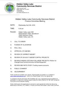 Hidden Valley Lake Community Services DistrictHartmann Road Hidden Valley Lake, CA fax