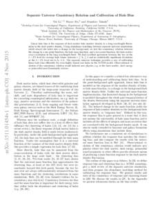 Separate Universe Consistency Relation and Calibration of Halo Bias Yin Li,1, 2 Wayne Hu,3 and Masahiro Takada2 arXiv:1511.01454v1 [astro-ph.CO] 4 Nov