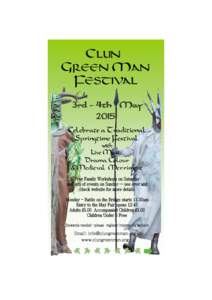 Clun / Green Man / Jester / Street performance / River Clun /  Shropshire / Samba / Shropshire / Entertainment / Culture