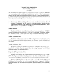 Churchill County School District Accountability Analysis[removed]The Churchill County School District Accountability Report for School year[removed]was in compliance with both the spirit and letter of the law. There 