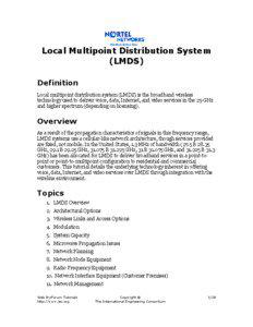 Local Multipoint Distribution System (LMDS) Definition