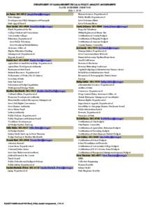 DEPARTMENT OF MANAGEMENT FISCAL & POLICY ANALYST ASSIGNMENTS DAVID ROEDERER, DIRECTOR July 1, 2013 Joe Barry[removed]removed] Risk Manager