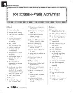 Screen-Free Week is Here!  101 Screen-Free Activities At Home 	 1.	 Listen to the radio.