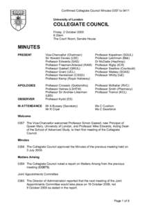 Microsoft Word - - Confirmed Collegiate Council Minutes 2 October 2009