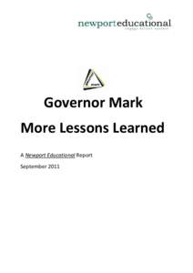 Governor Mark More Lessons Learned A Newport Educational Report September 2011  Introduction