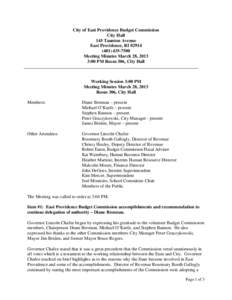 City of East Providence Budget Commission City Hall 145 Taunton Avenue East Providence, RI[removed]7500 Meeting Minutes March 28, 2013