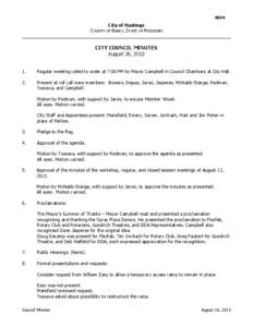 3034  City of Hastings COUNTY OF BARRY, STATE OF MICHIGAN  CITY COUNCIL MINUTES