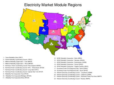 Electrical grid / SERC Reliability Corporation / Florida Reliability Coordinating Council / Western Electricity Coordinating Council / Midwest Reliability Organization / Northeast Power Coordinating Council / Southwest Power Pool / Reliability engineering / Electricity market / Eastern Interconnection / Electric power / Economy of North America