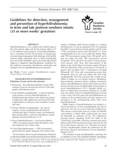 POSITION STATEMENT (FN[removed]Guidelines for detection, management and prevention of hyperbilirubinemia in term and late preterm newborn infants (35 or more weeks’ gestation)