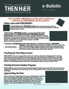 the histor y education network  THEN H ER e-Bulletin No 44 / April 2013